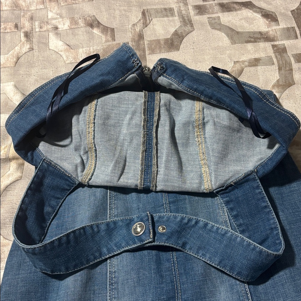 Guess Blue Denim adjustable Halter Mini denim Dress - Picture 4 of 6